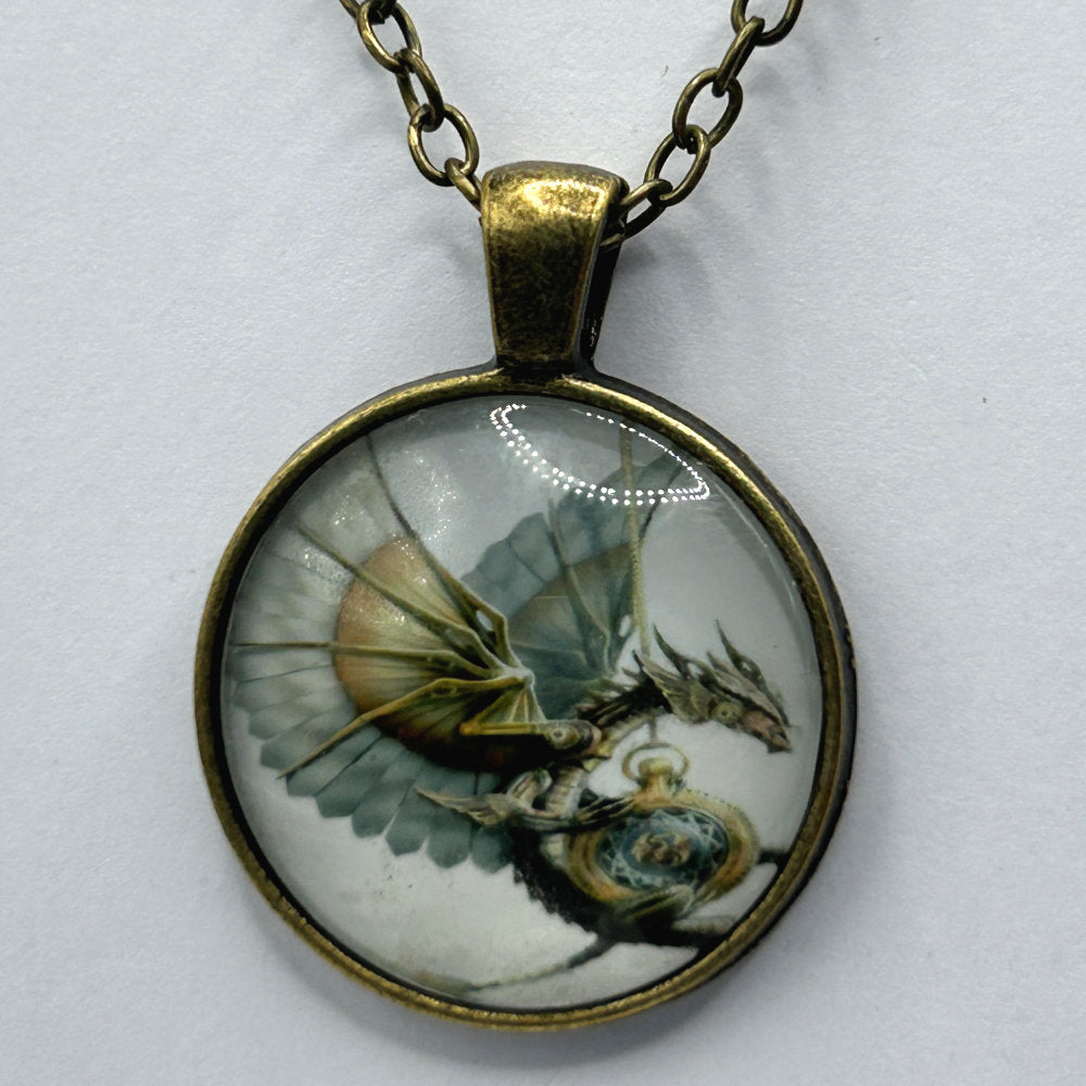 Glass Cabochon Necklace - Dragon