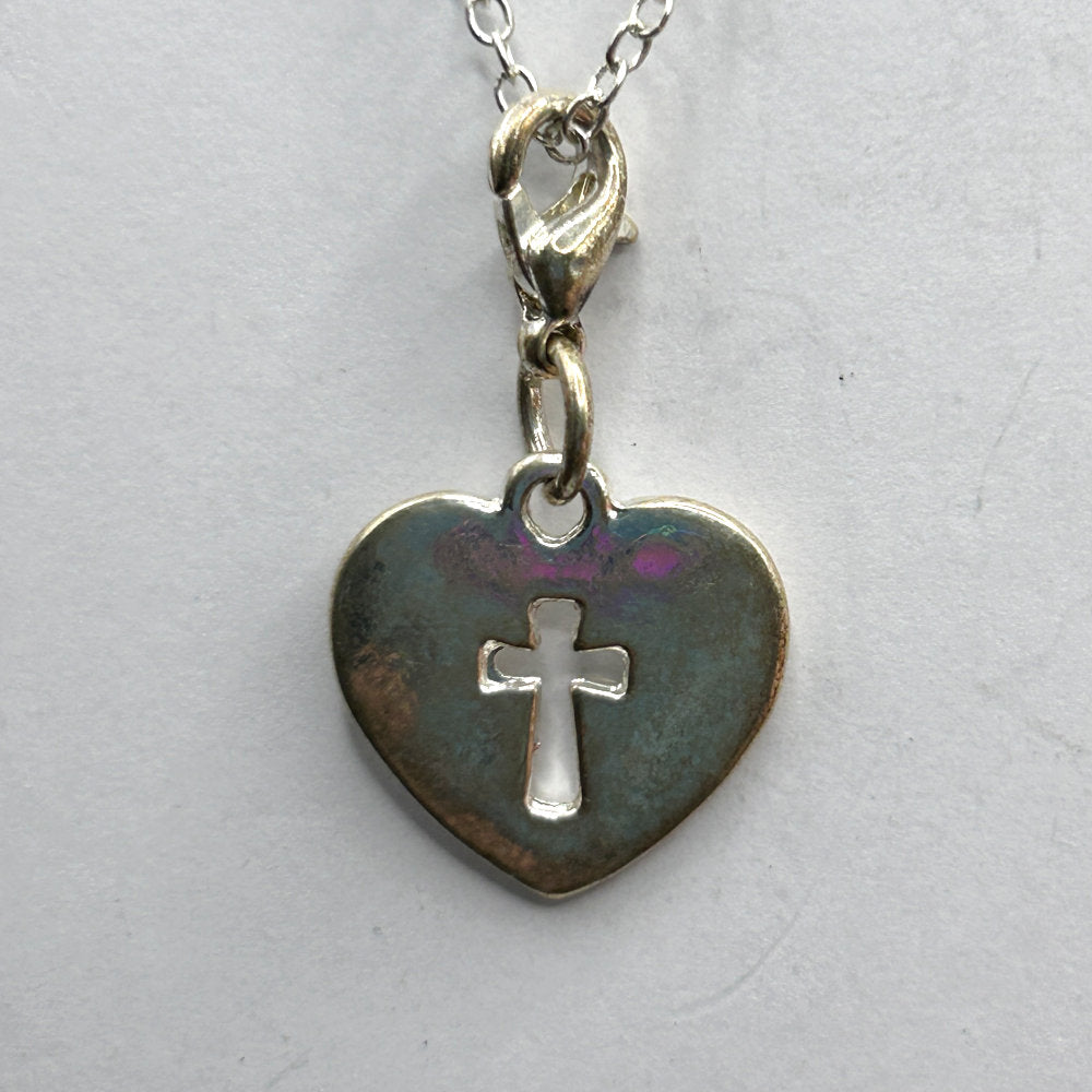 Small Heart with Cutout Cross Pendant