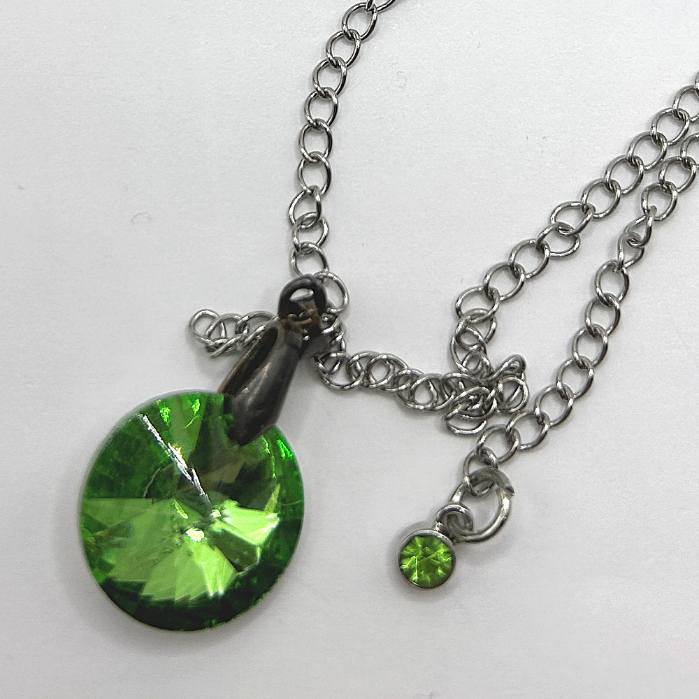 Round Green Simple Faceted Pendant Necklace (Copy)