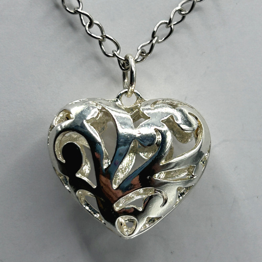 Open Bright Heart Filigree Pendant