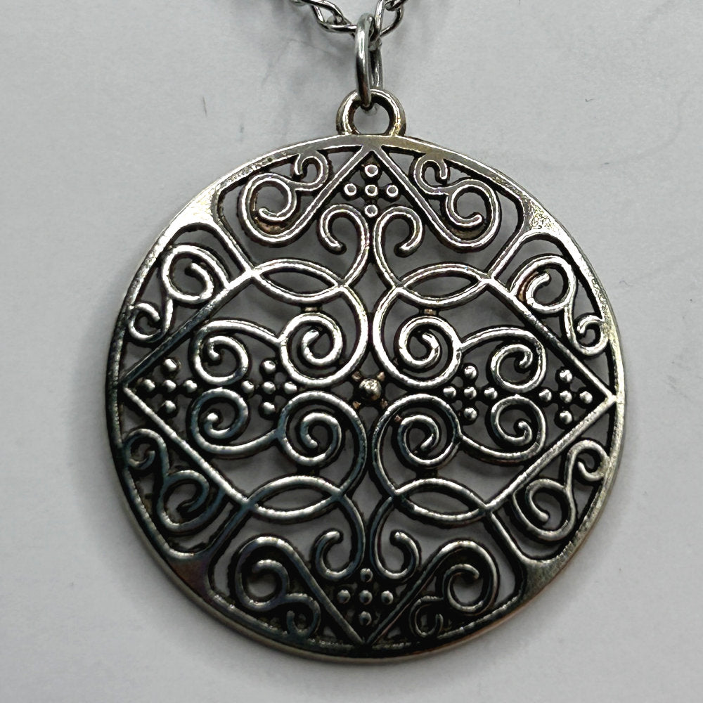 Ornate Round Floral Pendant