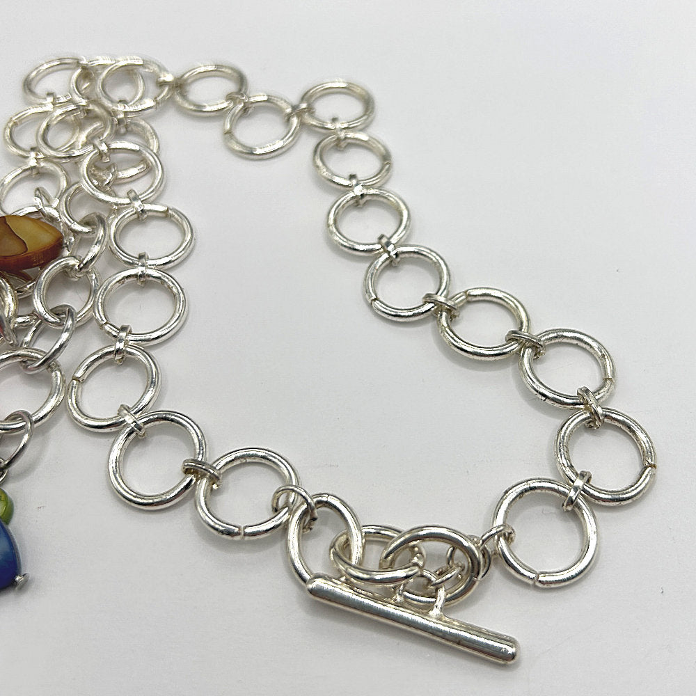 Multicolor Mother-of-Pearl Heart Necklace