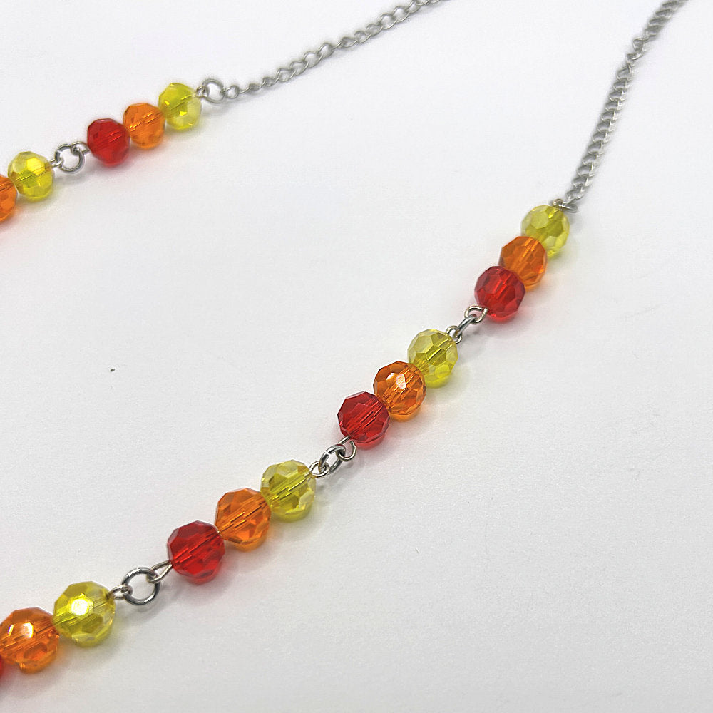 Red, Orange, and Yellow Glass Beaded Necklace