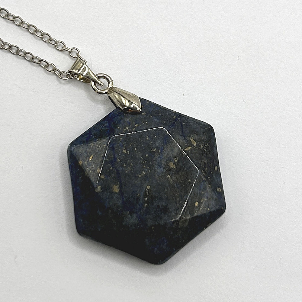 Blue Hexagon Stone Pendant