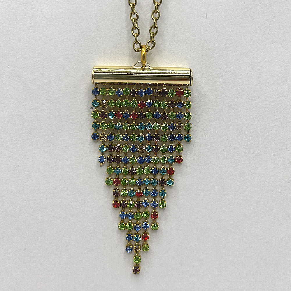 Multicolor Rhinestone Banner Pendant