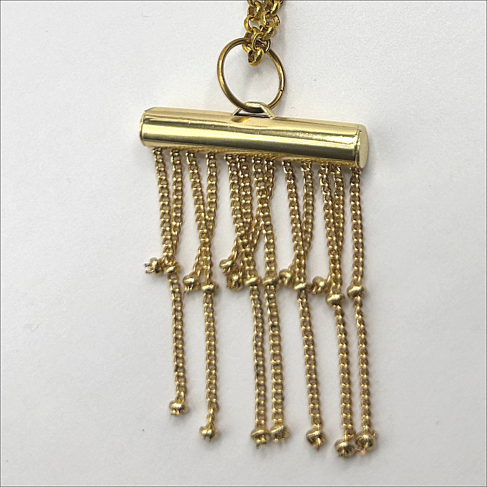 Gold Fringe Pendant Necklace