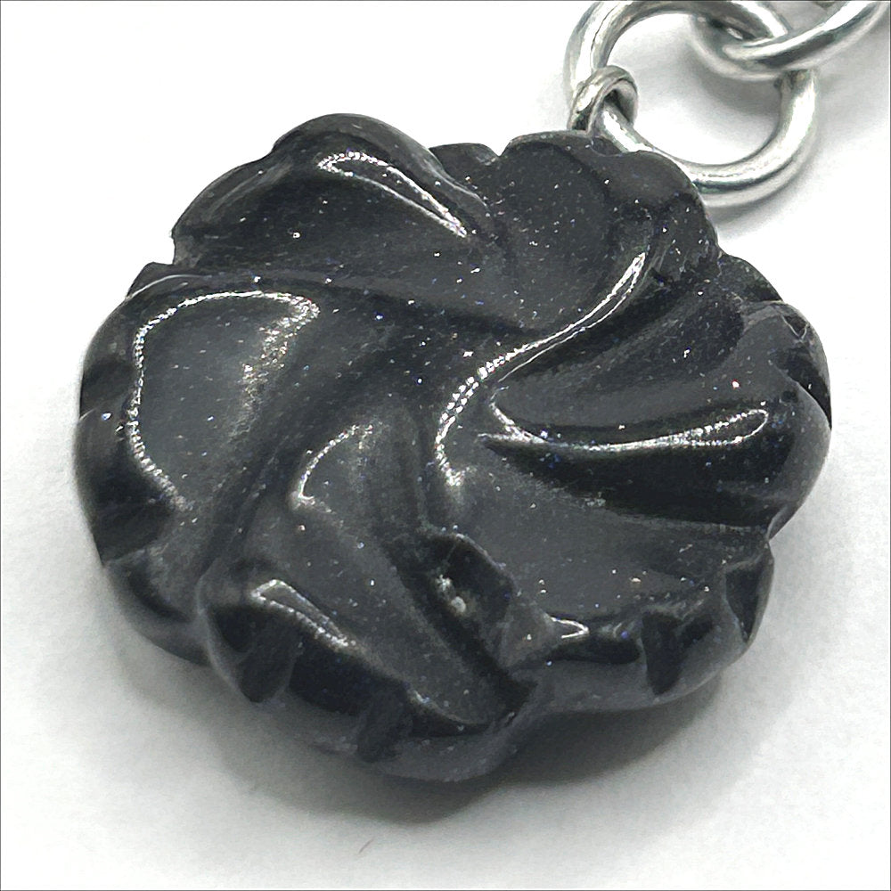 Blue Manmade Goldstone Flower Pendant Necklace