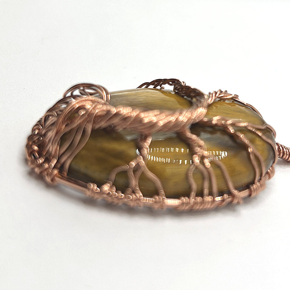 Copper-Wrapped Tiger Eye Pendant