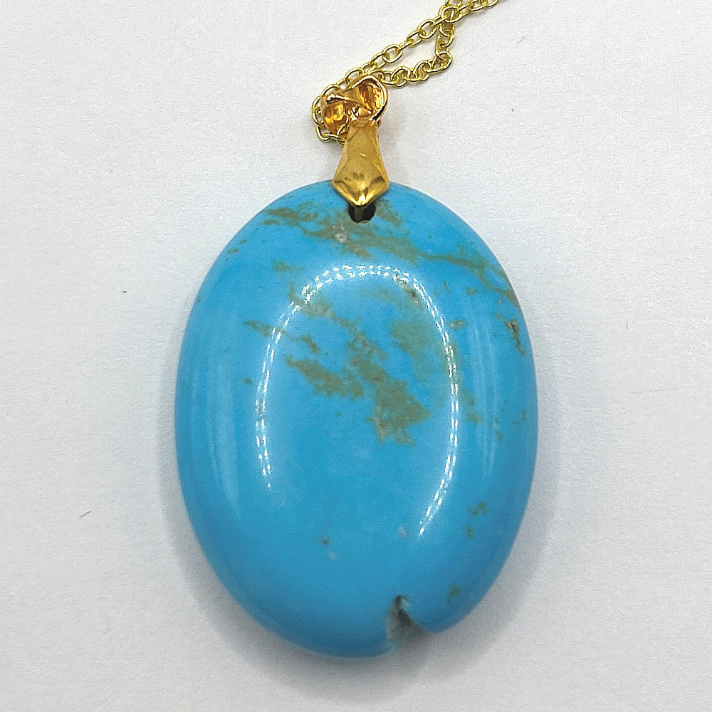 Large Faux Turquoise Oval Pendant
