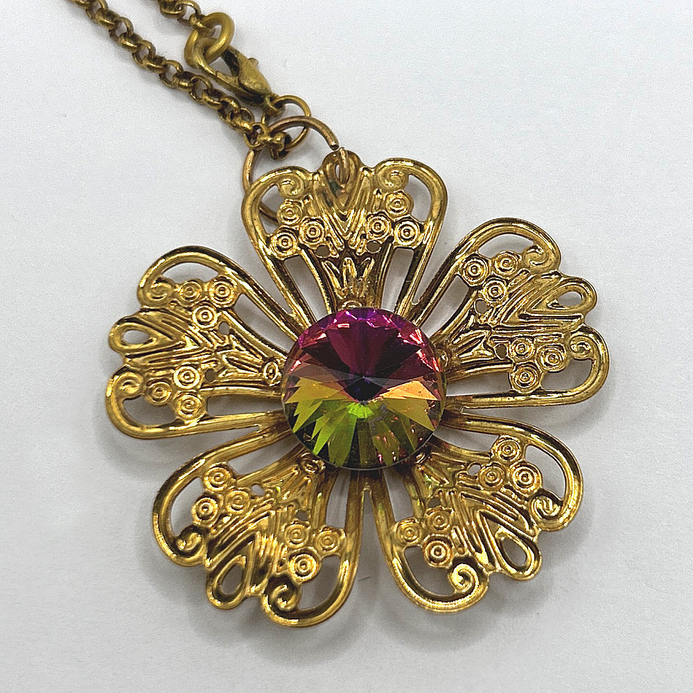 Flower Pendant with Multicolor Rivoli