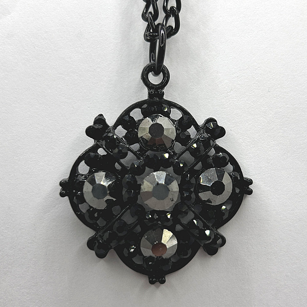 Black and Rhinestone Large Pendant