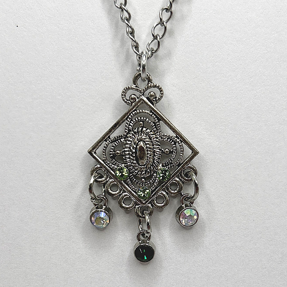 Diamond-Shaped Pendant with Dangles