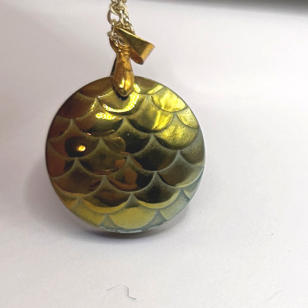 Rainbow Metal Mermaid Scale Disc Pendant