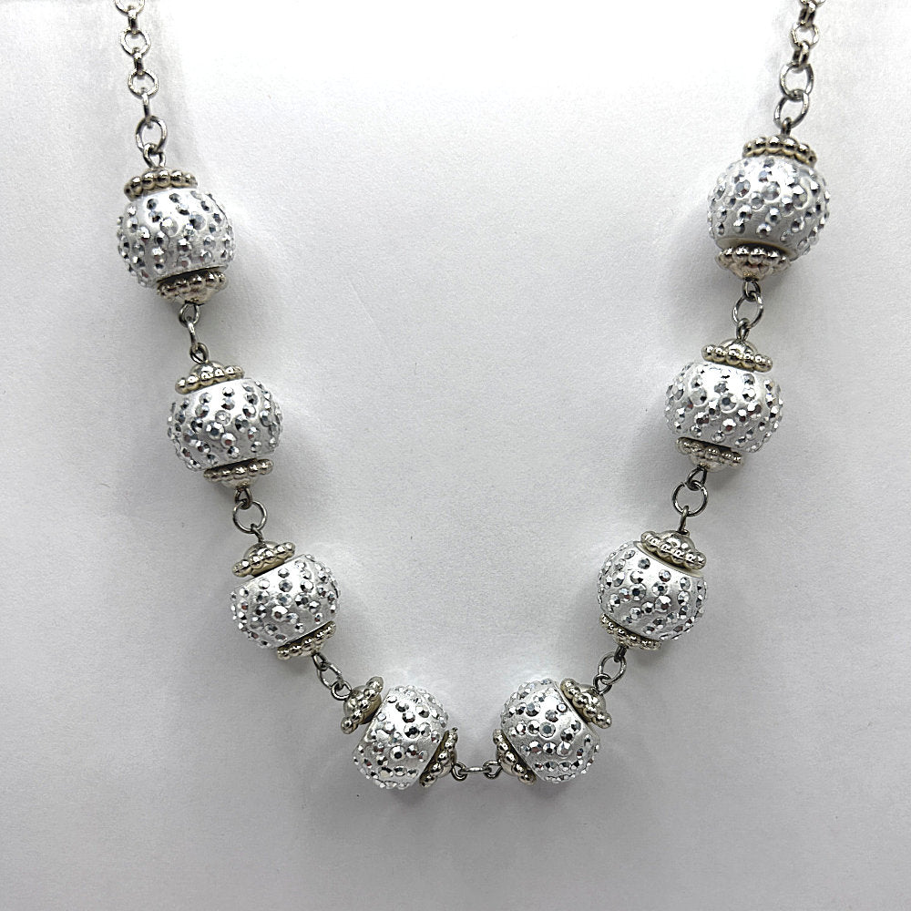 Studded White Ball Necklace
