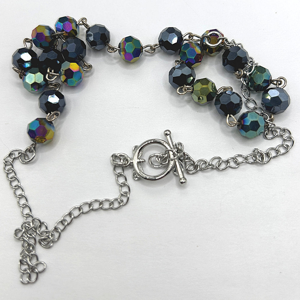 Multicolor Faceted Metallic Linked Beads Necklace