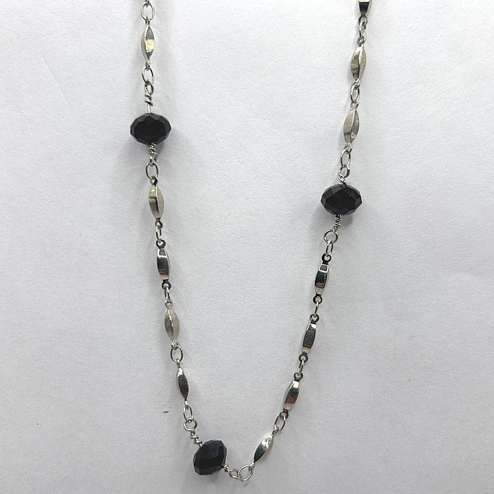 Silver Links Necklace with Black Accents