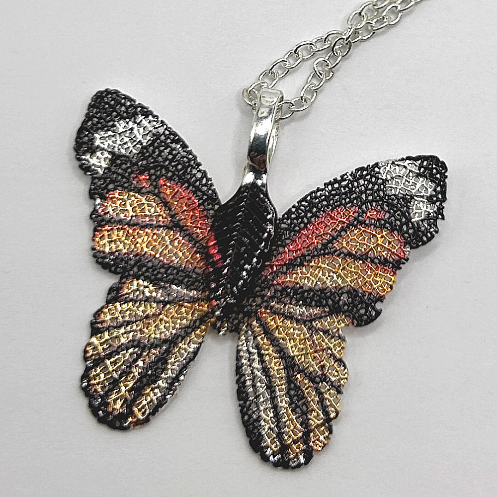 Textured Butterfly Pendant Necklace