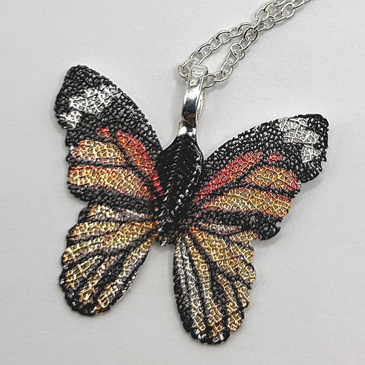 Textured Butterfly Pendant Necklace