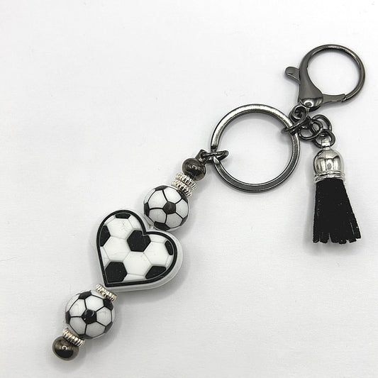 Silicone Soccer Heart Keyring