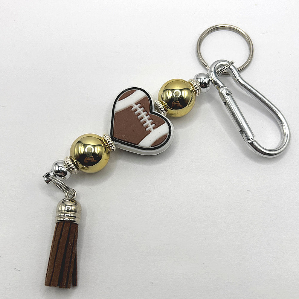 Silicone Football Heart Keyring