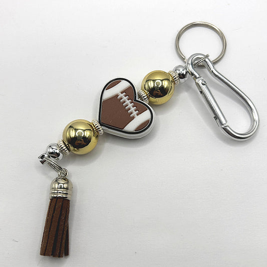 Silicone Football Heart Keyring
