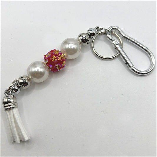 Pearl and Sparkling Red Keyring