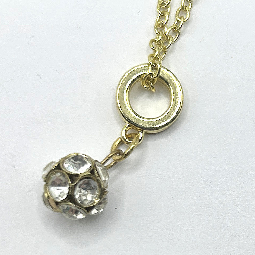 Rhinestone Ball Pendant Necklace on Golden Chain
