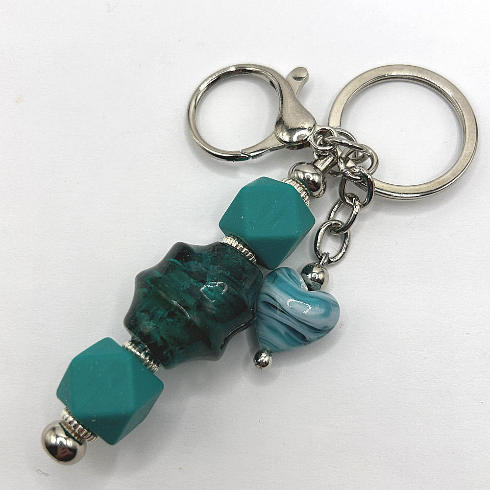 Deep Green Heart Dangle Keyring