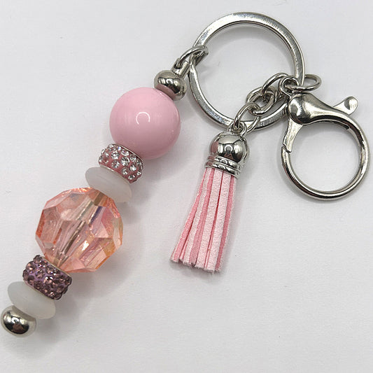 Pink and Matte White Keyring