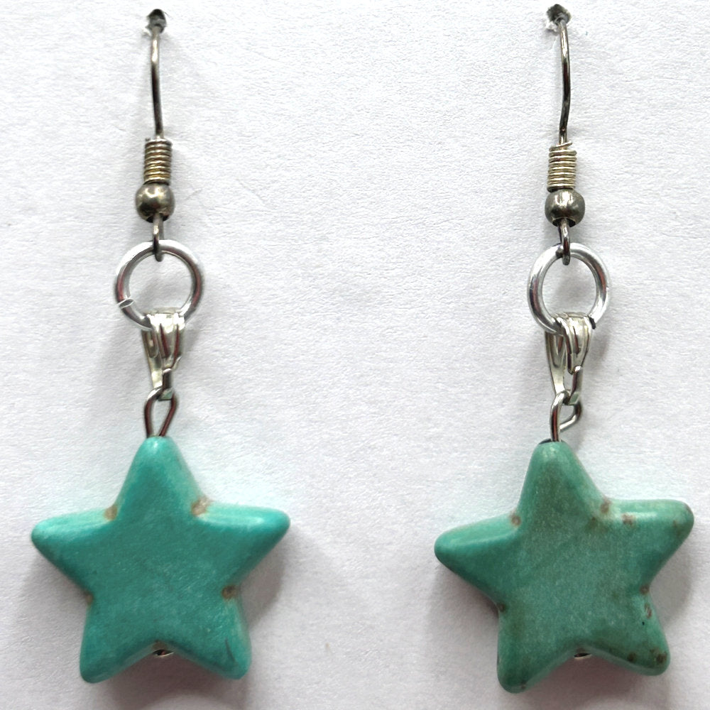 Green Resin Star Earrings