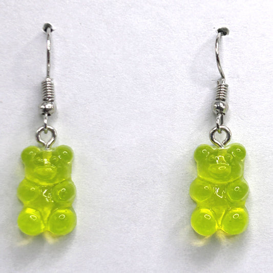 Neon Yellow-Green Gummy Bear Earrings