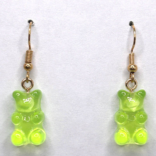 Light Bright Green Gummy Bear Earrings