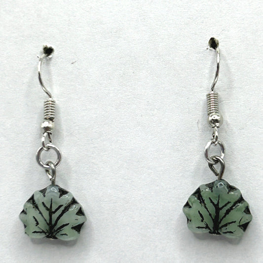 Black and Gray Small Glass Leaf Earrings