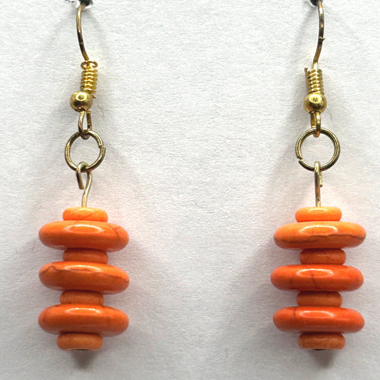Orange Stacked Resin Disc Earrings