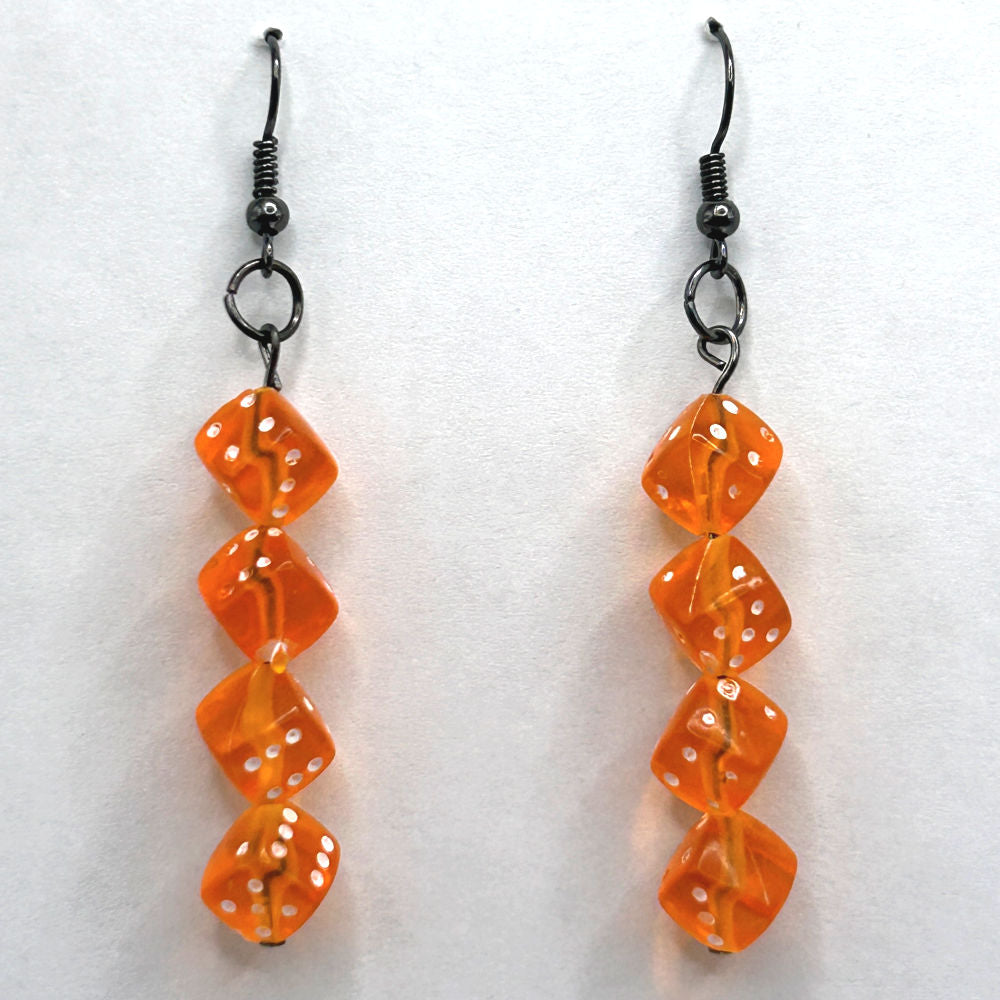 Orange Quad Dice Earrings