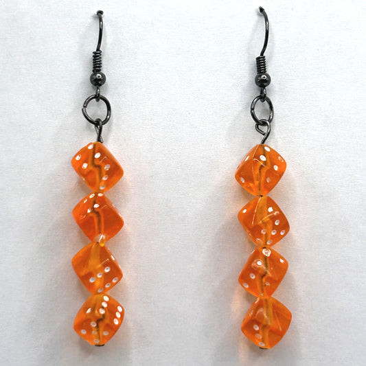 Orange Quad Dice Earrings