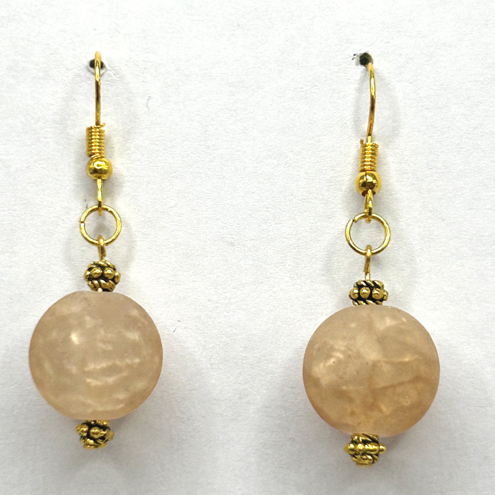 Peach Crackle Ball Earrings