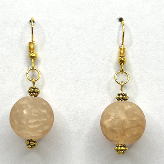 Peach Crackle Ball Earrings