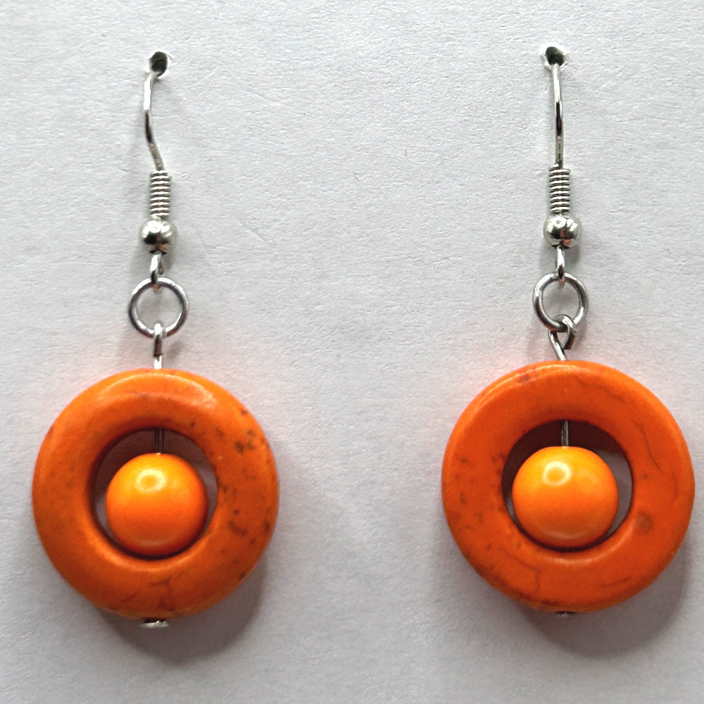 Orange Resin Ball Earrings