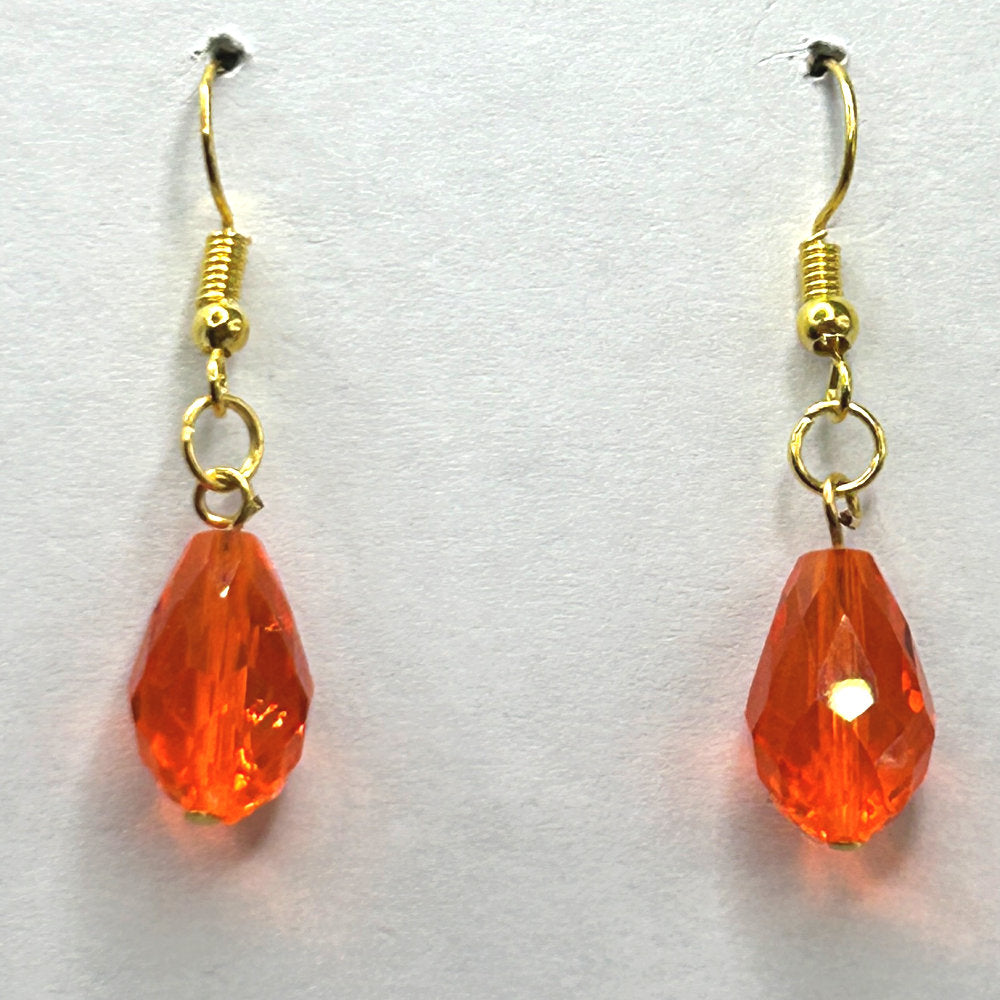Faceted Orange Teardrop Earrings