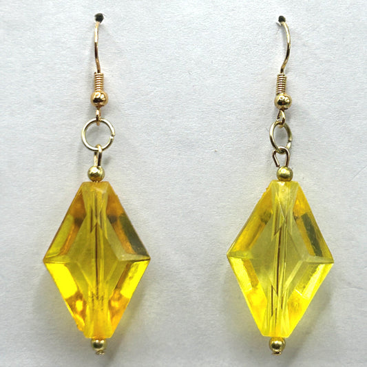 Large Yellow Diamond-Shape Earrings