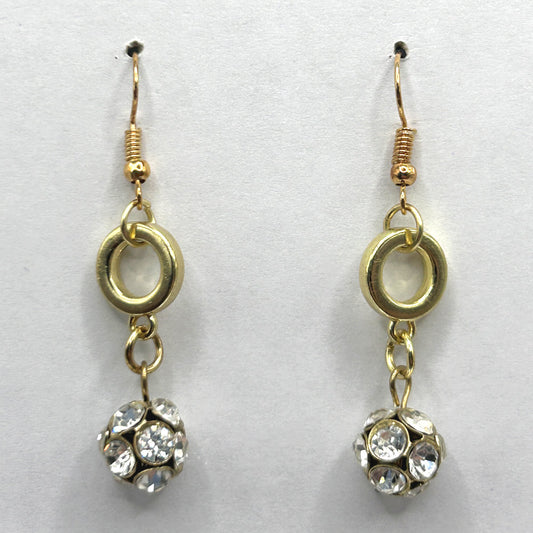 Golden Sparkle Ball Dangle Earrings