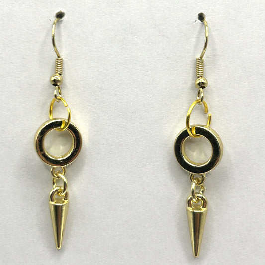 Golden Spiked Ring Earrings