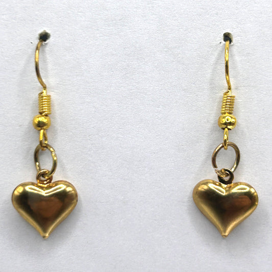 Tiny Gold Puffy Heart Earrings