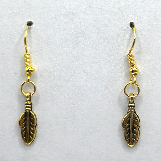 Small Golden Feather Earrings