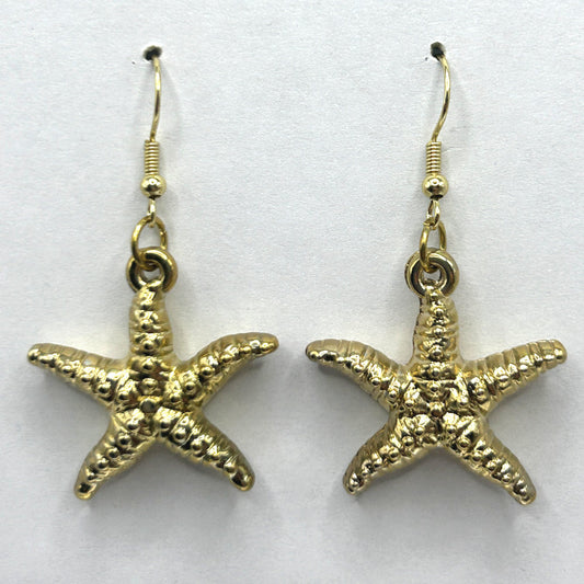 Brassy-Gold Starfish Earrings