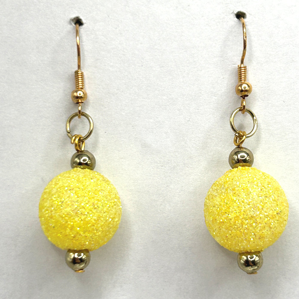 Yellow Sparkle Ball Earrings