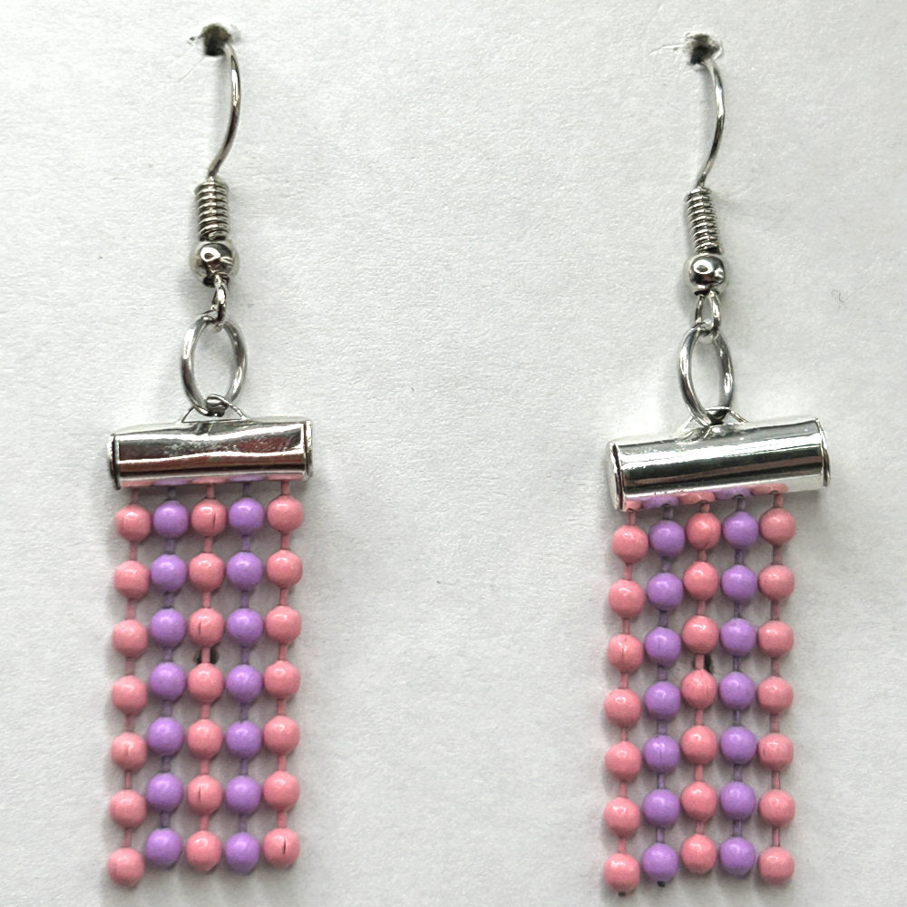 Pink and Purple Ball Chain Earrings