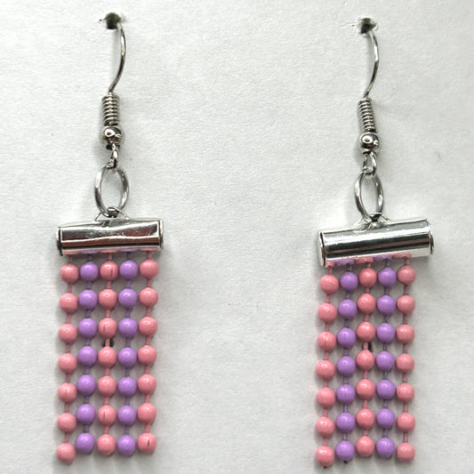 Pink and Purple Ball Chain Earrings