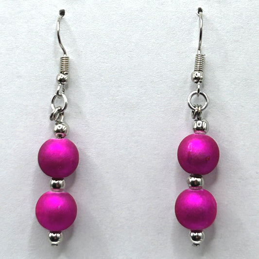 Metallic Magenta Double Ball Earrings